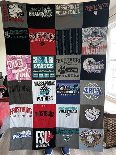 T-shirt quilt featuring massaponax high school volleyball team, frostburg state university volleyball team by Michelle from VA
