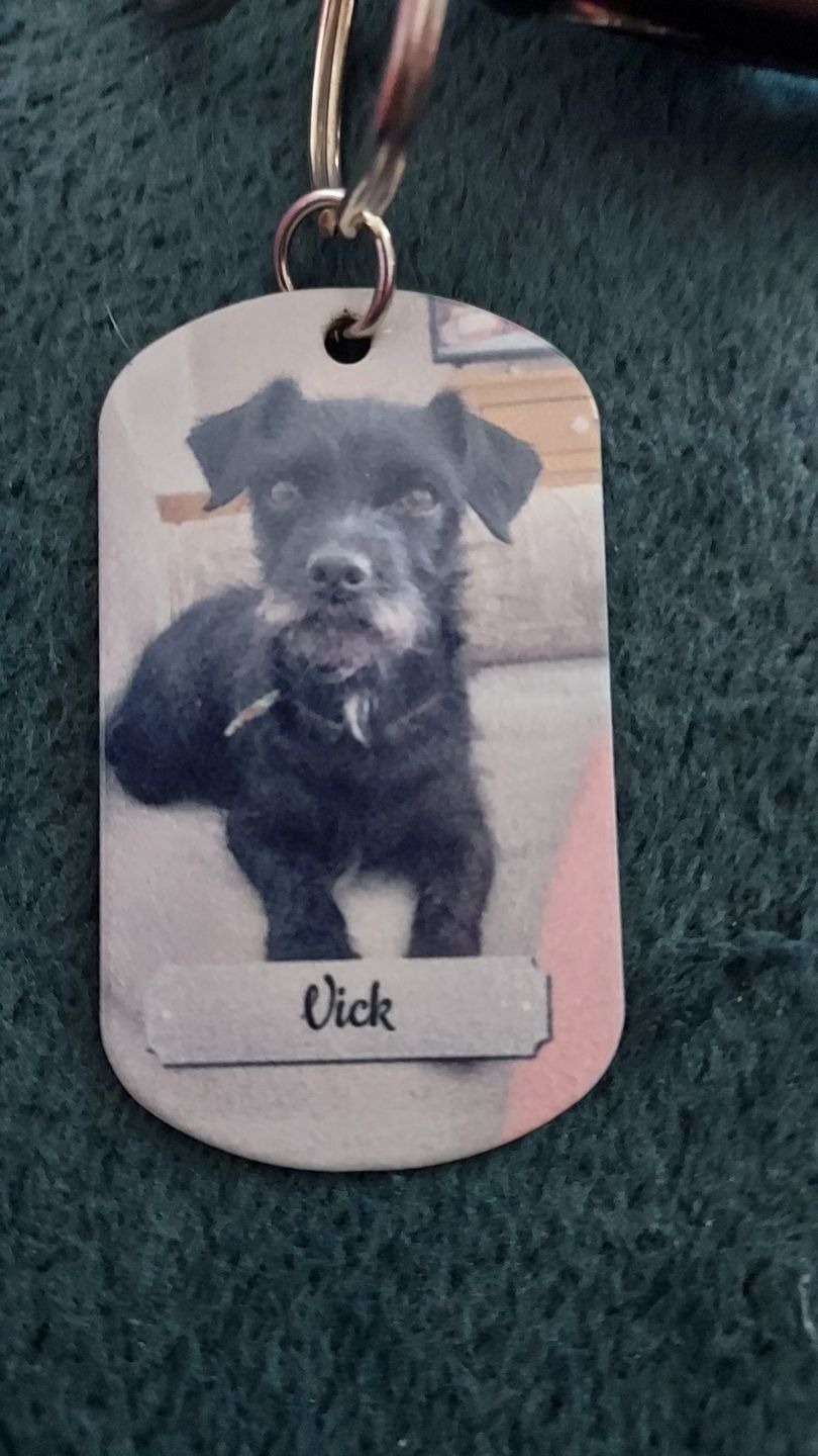 Customer photo review of Photo double face - Porte-clés Dog Tag personnalisé
