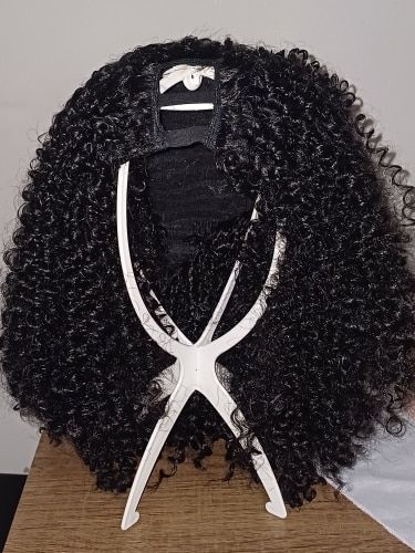 Customer photo review of No Sew In, No Glue Kinky Curly Wig U Part Wig/ V Part Wig