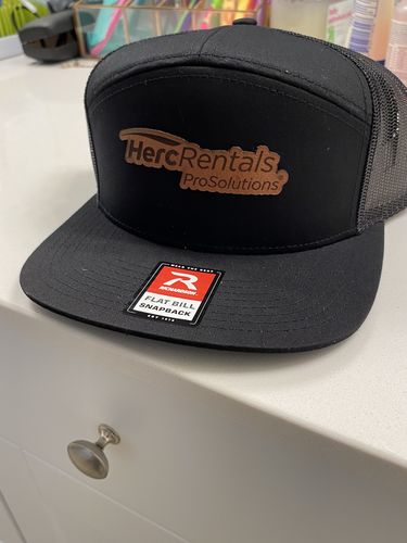Customer photo review of Flat Bill Seven-Panel Leather Patch Hat - Richardson 168