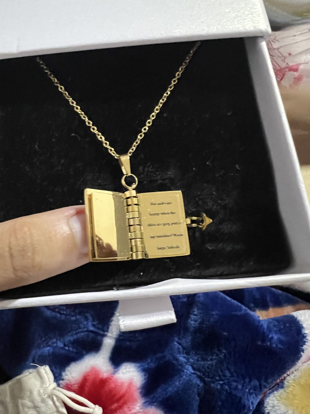 Customer photo review of Personalized Book Locket Necklace