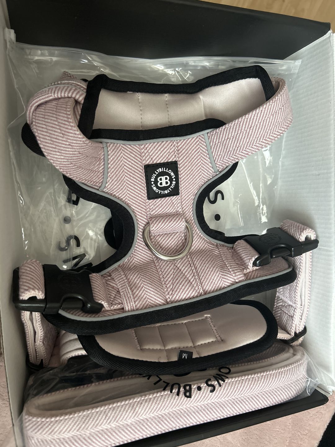 Customer photo review of Premium Comfort Herringbone Harness | Non Restrictive & Adjustable - Soft Pink
