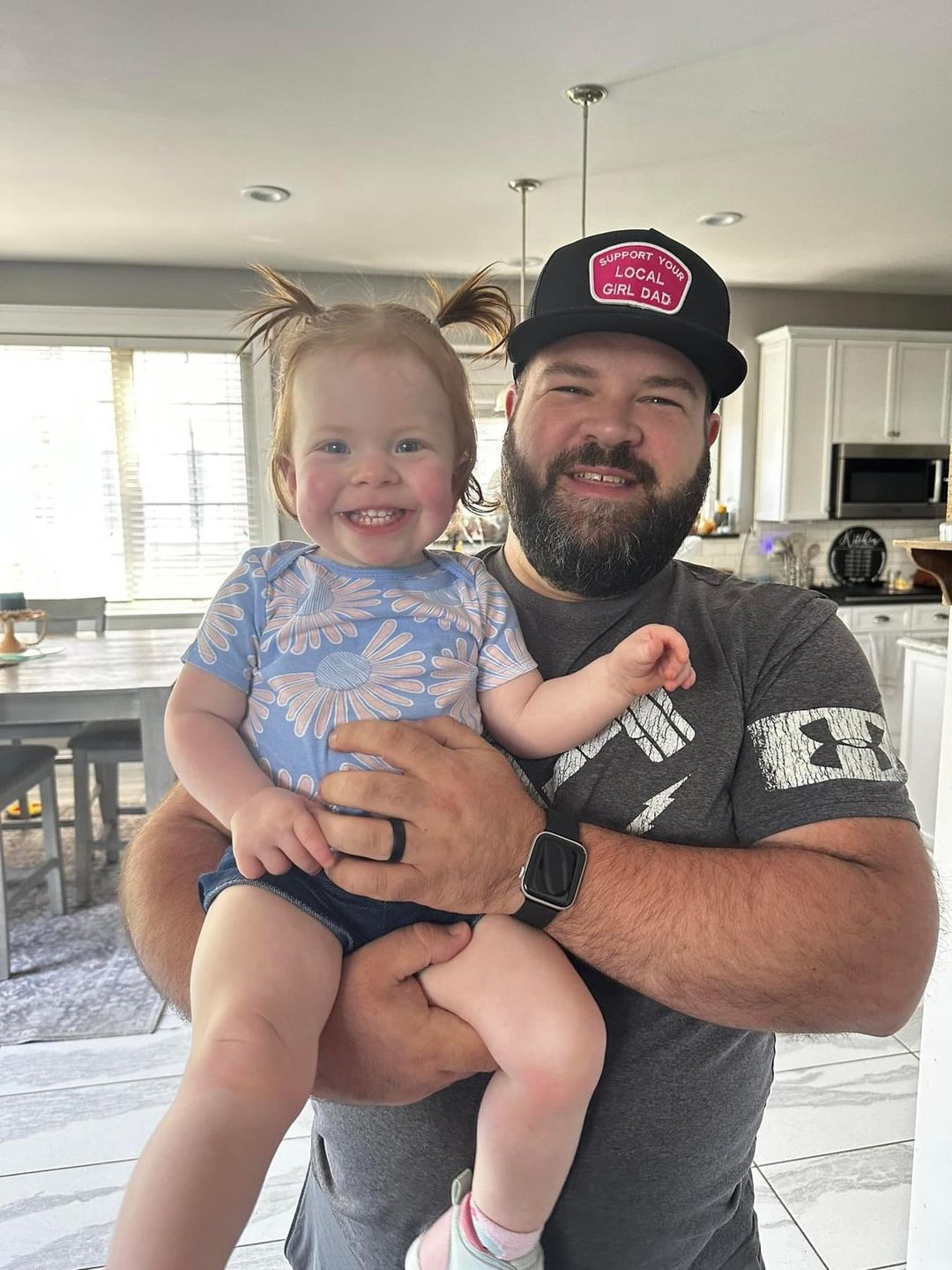 Customer photo review of Support Your Local Girl Dad Flat Bill Trucker