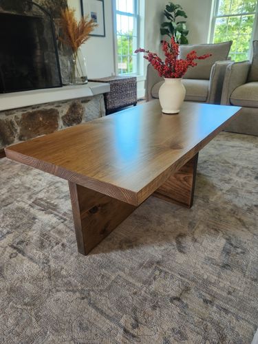 Customer photo review of Rustic Cross Base Coffee Table