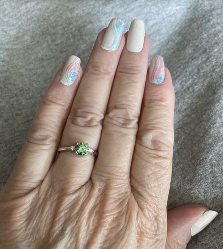 Customer photo review of 3-Stone Greyish Blue CZ Ring in Sterling Silver 0.8ct