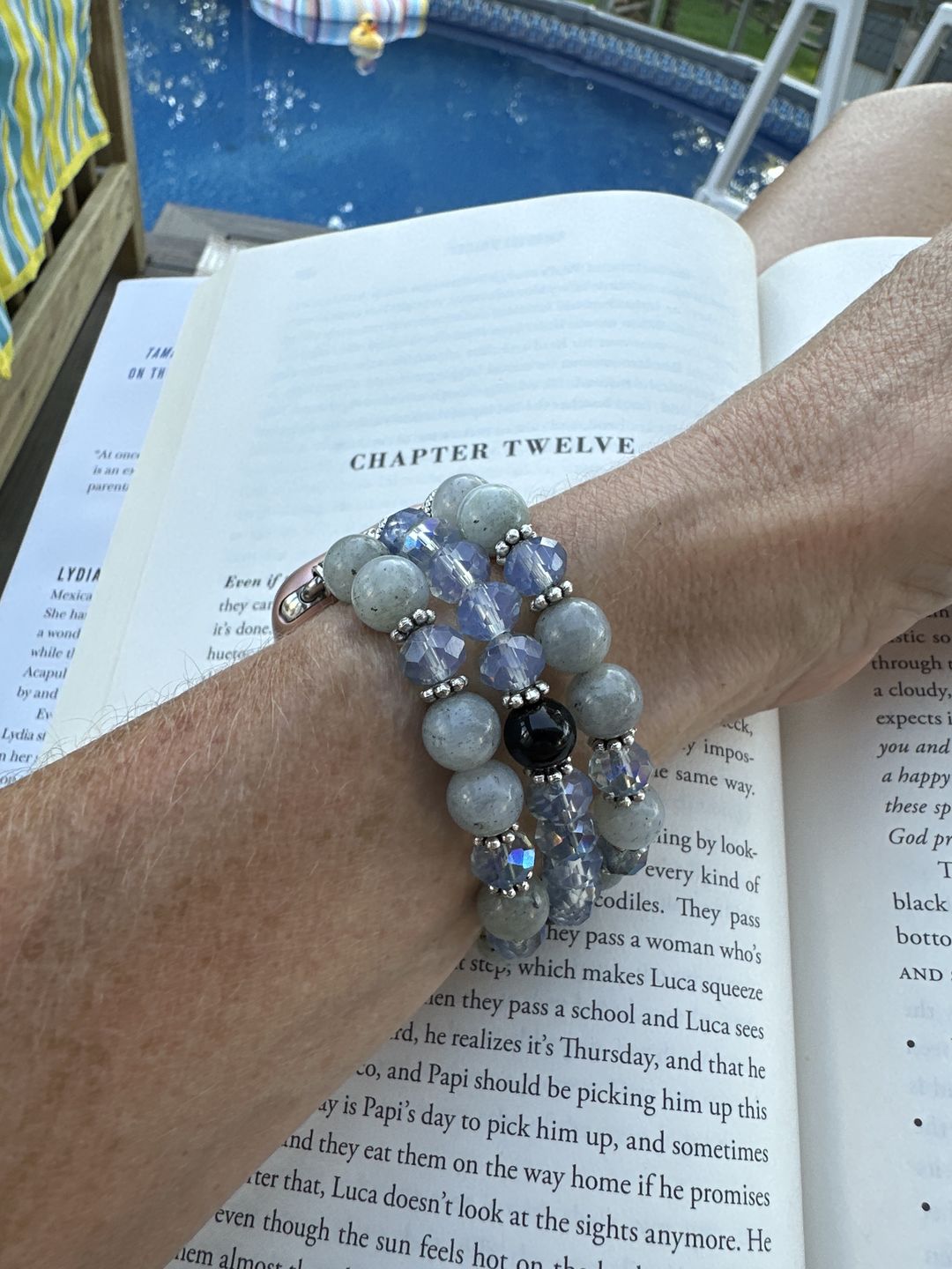 Customer photo review of Agate Crystal Stretch Apple Watch Strap