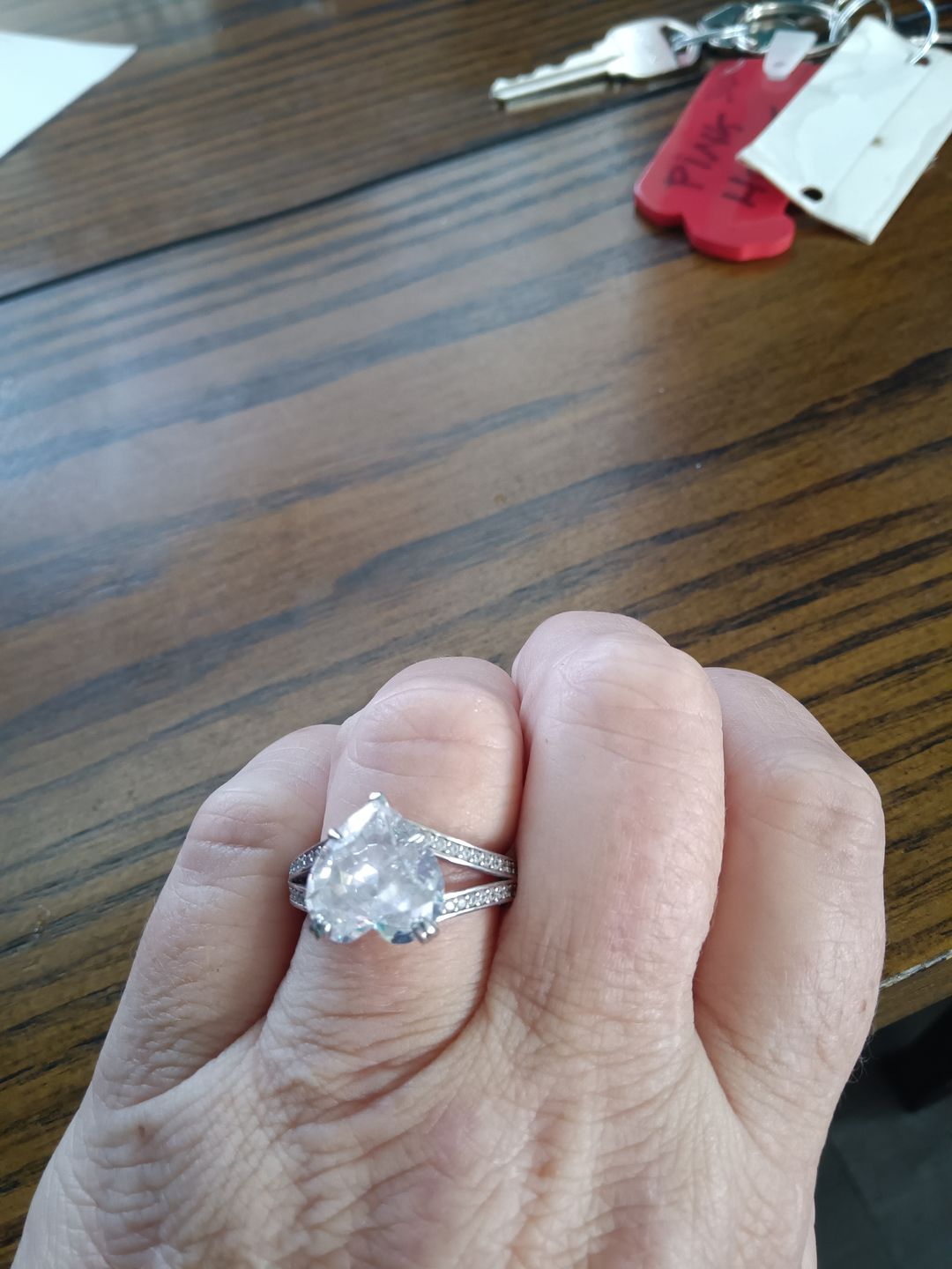 Customer photo review of Louily Exquisite 5.0 Carat Heart Cut Engagement Ring In Sterling Silver