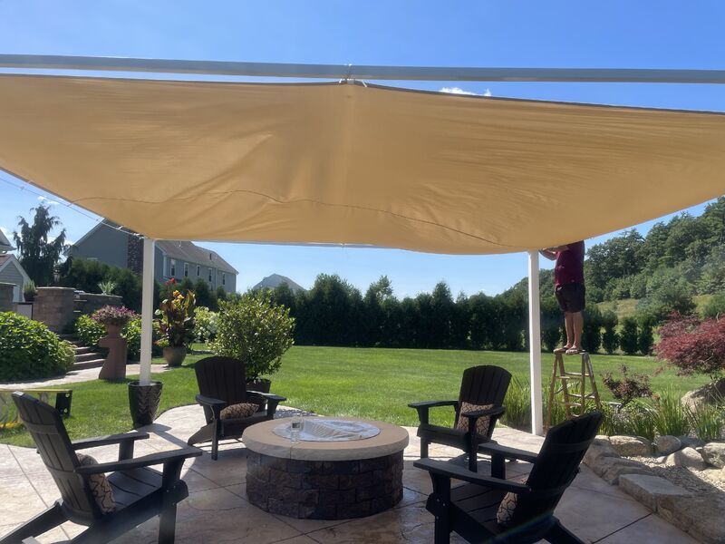 Customer photo review of Outdoor Waterproof Sun Shade Sail Opaque Privacy Protection Canopy for Patio and Garden, Backyard Lawn