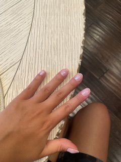 Customer photo review of Pink Bunny Speckles DIY Semicured Gel Nail Sticker Kit