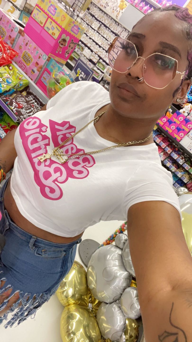 Customer photo review of Black Barbieee Crop Tee
