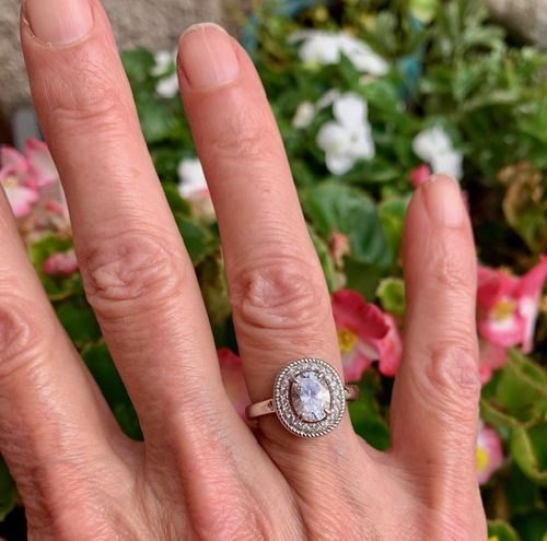 Customer photo review of Halo Woven Oval CZ Ring in Sterling Silver