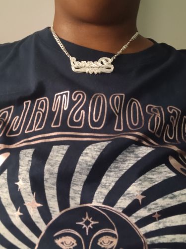 Customer photo review of Double Plated Matchmaker Name Necklace with Cuban Chain