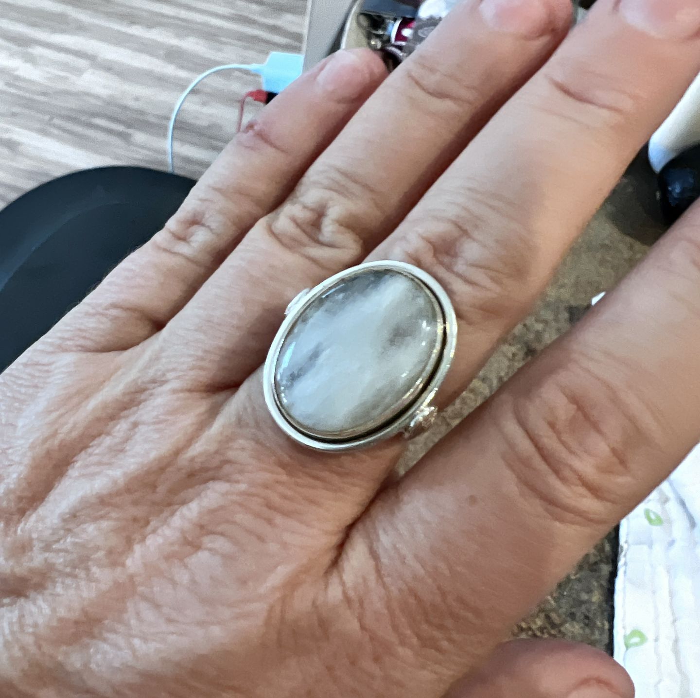 Customer photo review of Sterling Silver Rainbow Moonstone Ring