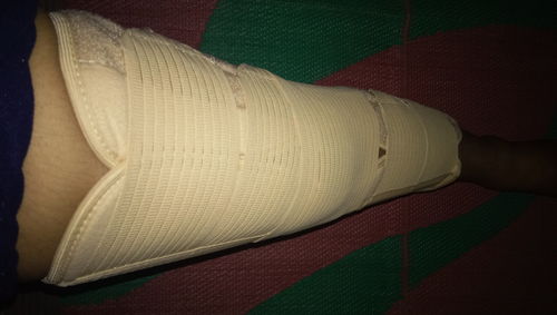 Customer photo review of Knee Brace - Long (19" Brace) | Ideal firm Knee support that limits knee motion & stabilizes the knee with mediolateral metal supports | Color - Beige