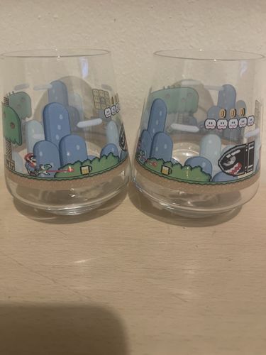 Customer photo review of Pack of 2 x “Yoshi's Beer Battle" 14oz glasses