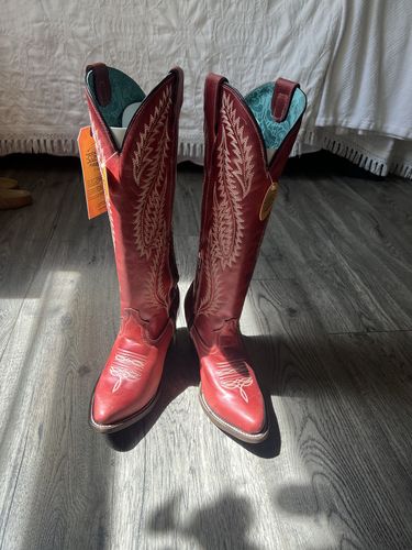 Customer photo review of Corral Ladies Rioja Red Embroidered Tall Boot E1318