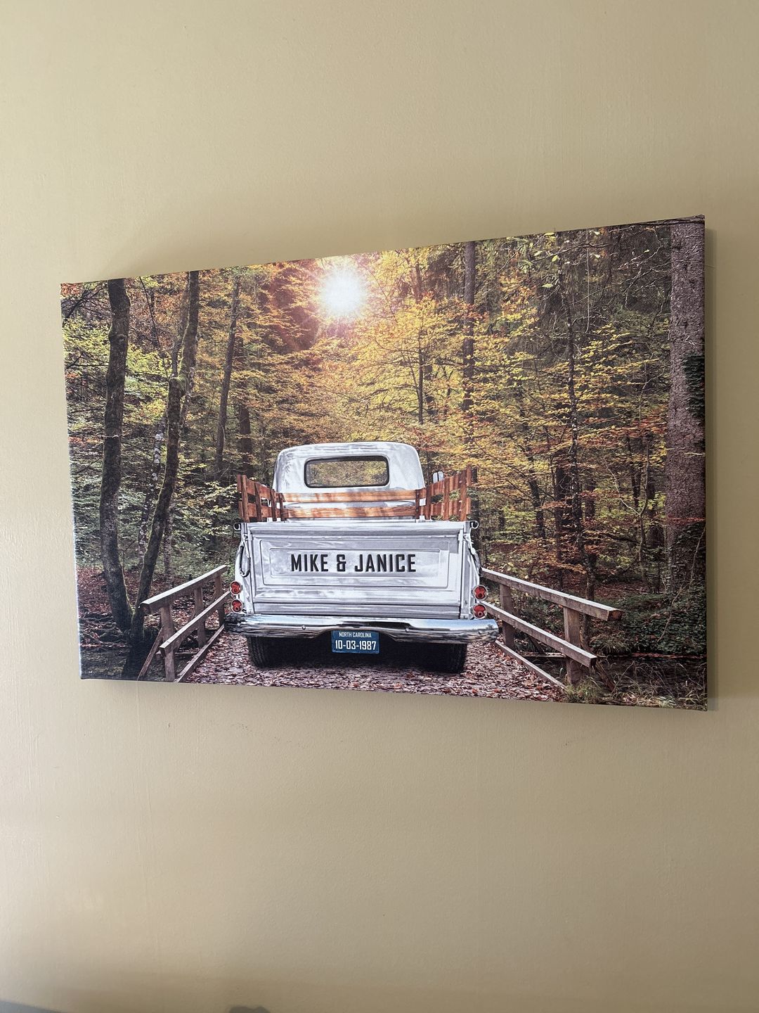 Customer photo review of Custom Vintage Truck Wall Art Personalized Canvas Print with Names