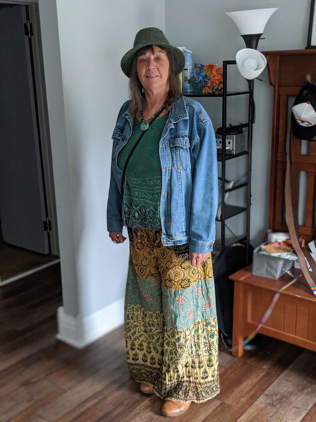Customer photo review of Far Out Flare Patchwork Pants