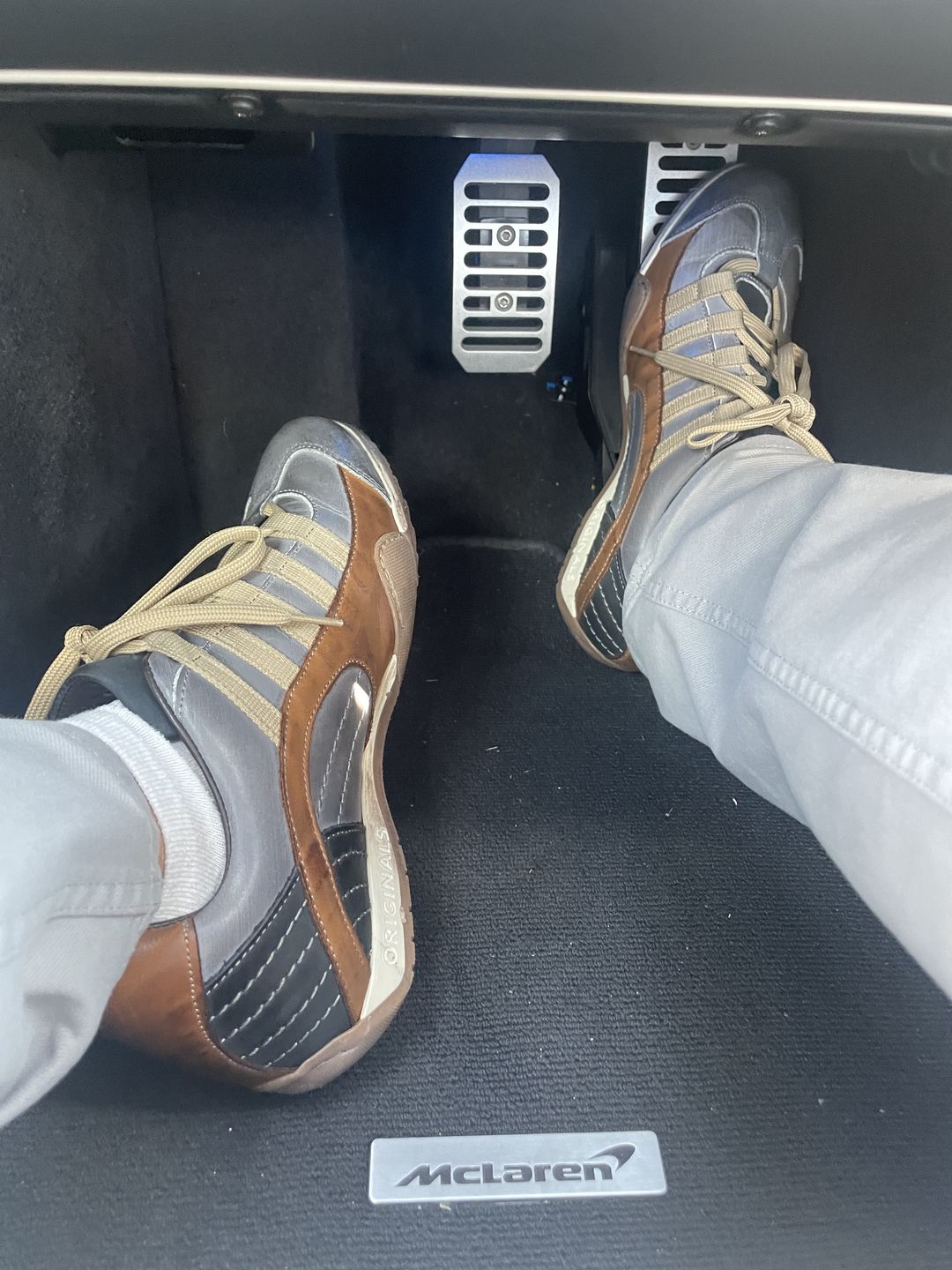 Customer photo review of Men's GrandPrix Sneaker in Beach Club (Faded Navy and Brown)