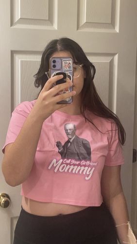 Customer photo review of Call Your Girlfriend Mommy crop top