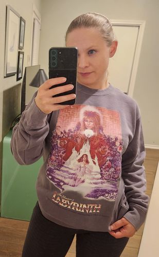 Customer photo review of PRE-ORDER - LABYRINTH™ Movie Poster Sweatshirt in Soft Lilac (UNISEX)