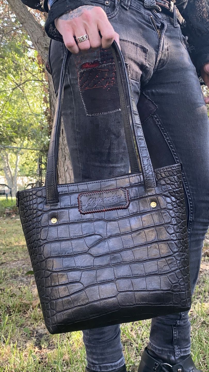 Customer photo review of Croc Embossed Lamb Leather