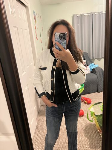 Customer photo review of Contrast Trim Textured Cardigan
