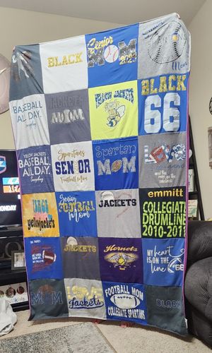 T-shirt quilt featuring yellowjackets, spartan team by Michelle from KS