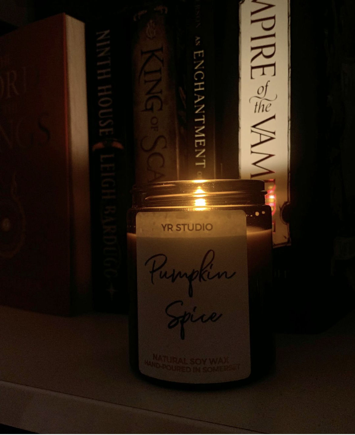 Customer photo review of Pumpkin Spice Soy Candle in Amber Jar