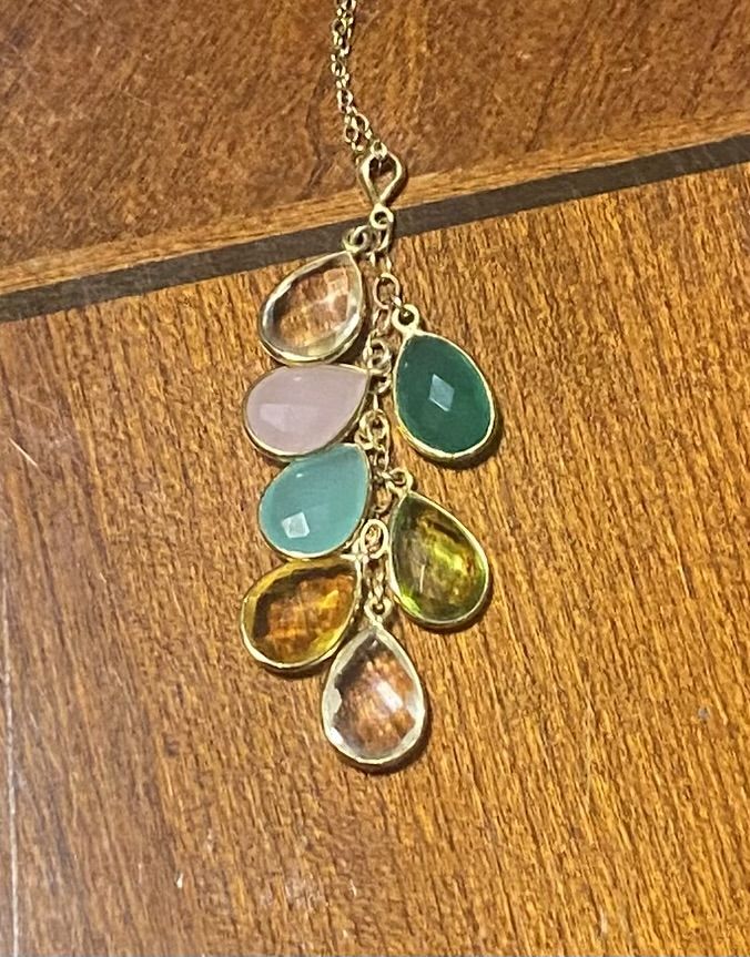 Customer photo review of Teardrop Birthstone Bezel Pendant