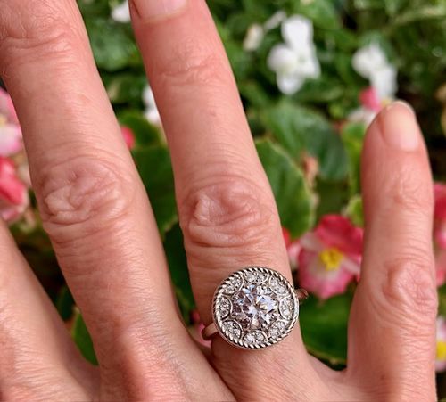 Customer photo review of Cable Halo CZ Ring in Sterling Silver