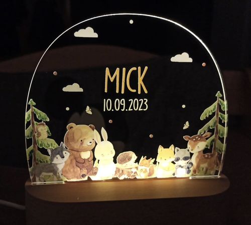 Customer photo review of Personalisierte Nachtlampe für Kinder - Waldtiere - Name und Geburtsdatum