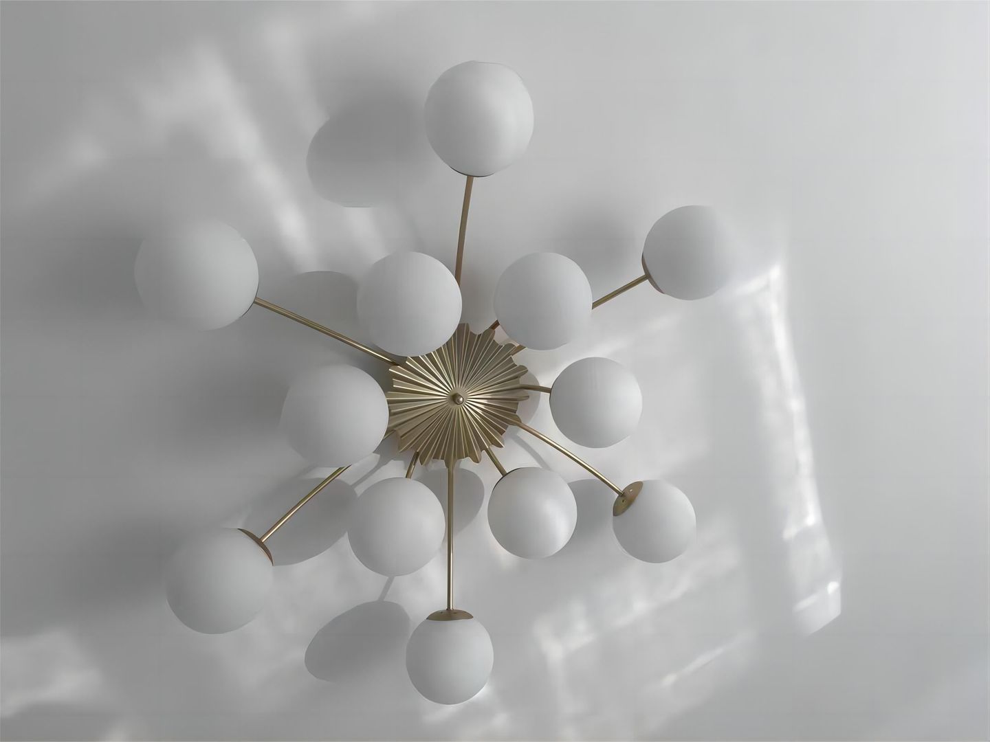 Customer photo review of Modern 12-Light Opal Glass Globe Semi-Flush Mount