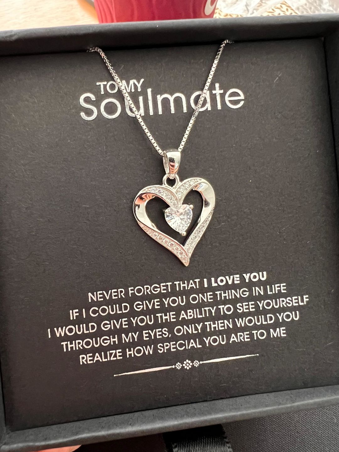 Customer photo review of To my soulmate - Silver Love Heart Necklace