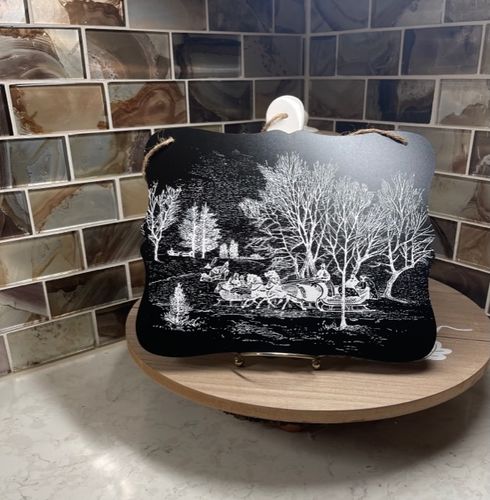 Customer photo review of Winter Scene - Mesh Stencil 8.5x11