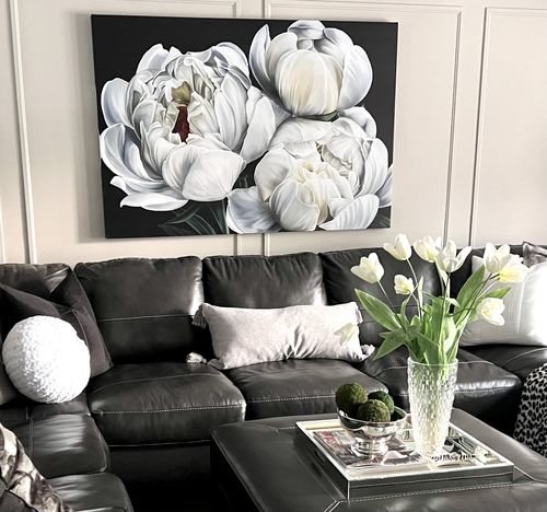 Customer photo review of 'White Peonies' Framed Canvas