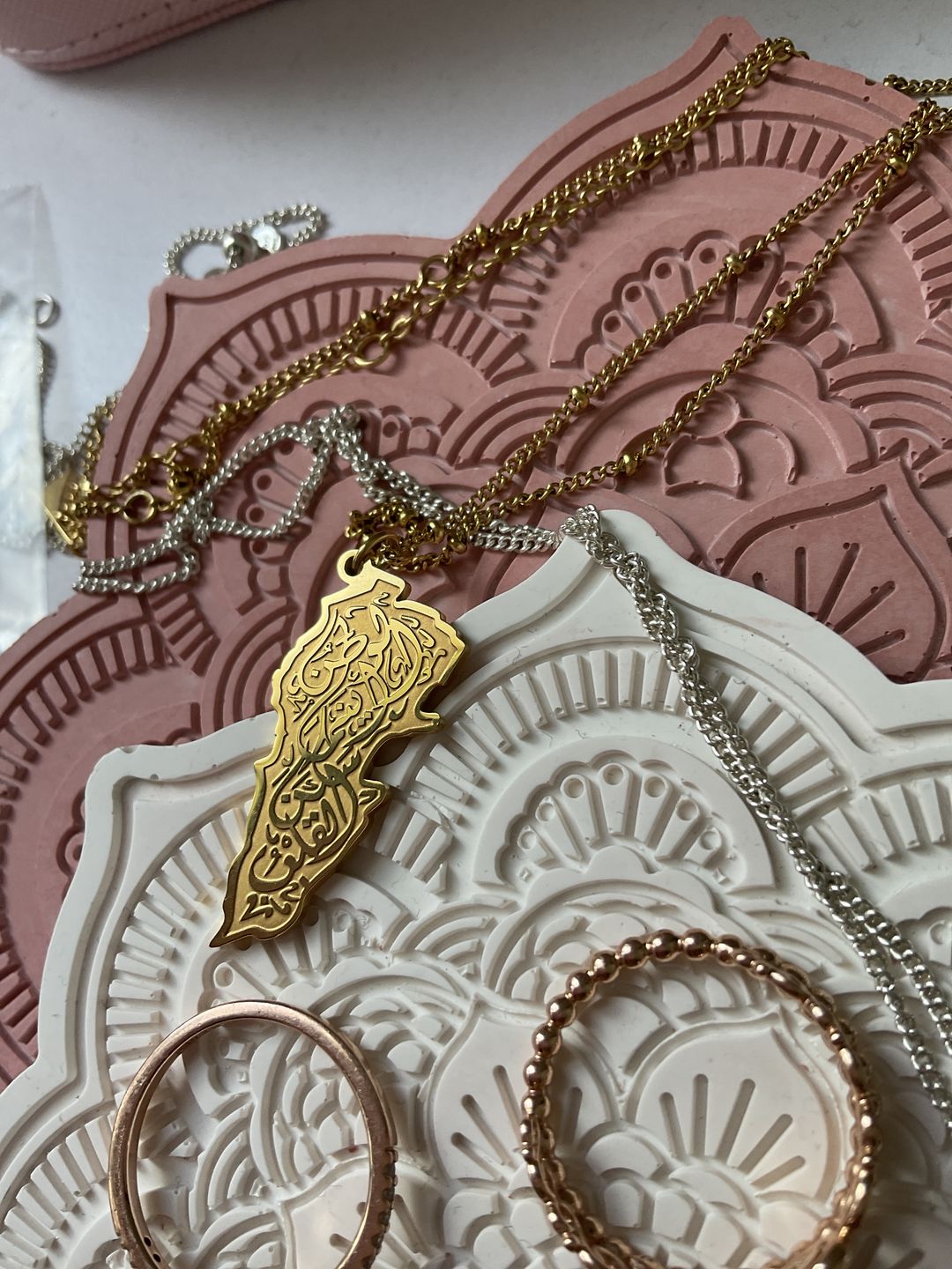 Customer photo review of Lebanon Calligraphy Necklace