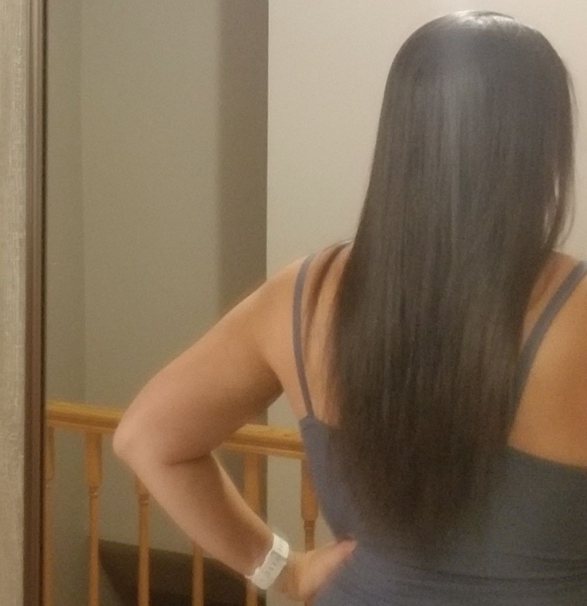 Customer photo review of Natural Black Virgin Hair Mono Topper Human Hair Clip in Toupee #1B