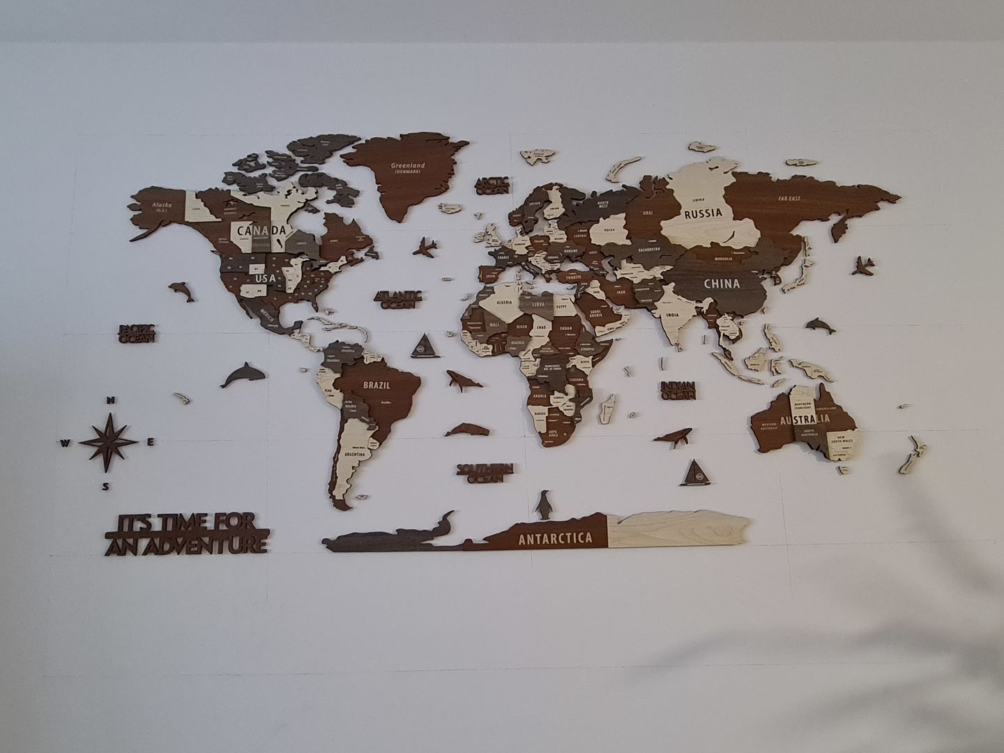Customer photo review of Wooden World Map with States and Capitals - Multilayered