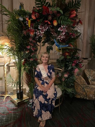 Customer photo review of Evita Floral Print Maxi Jersey Dress, Floral Abstract