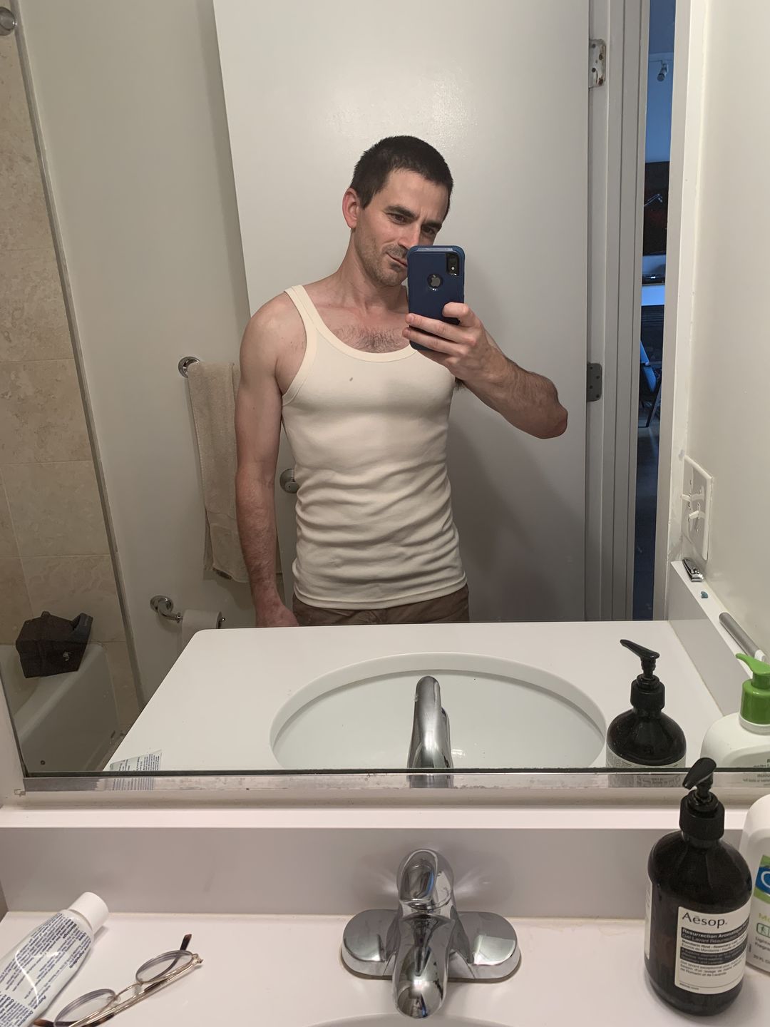 Customer photo review of Military Cotton Tank Top - Apricot