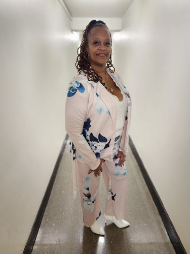 Customer photo review of Printed Tied Blazer & Pants Set