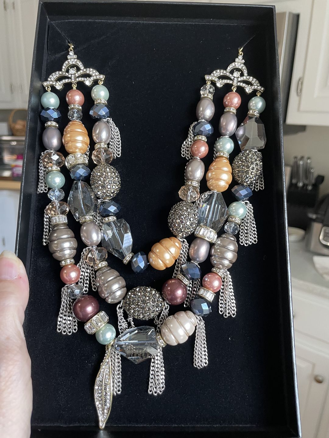 Customer photo review of HEIDI DAUS®"Unbroken" Beaded Crystal Multi-Station Necklace