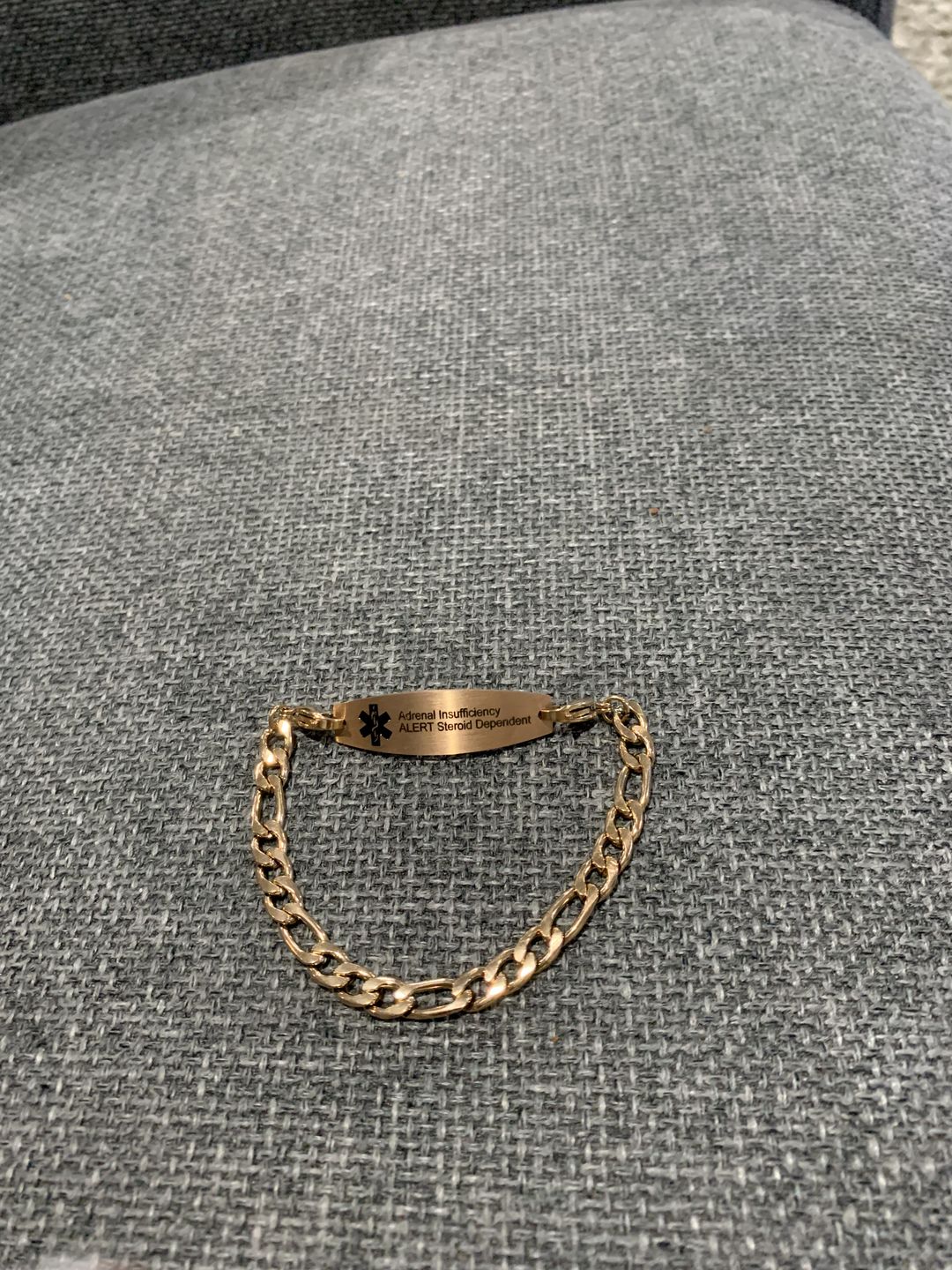 Customer photo review of Custom Rose Gold Medical Alert ID Chain Bracelet