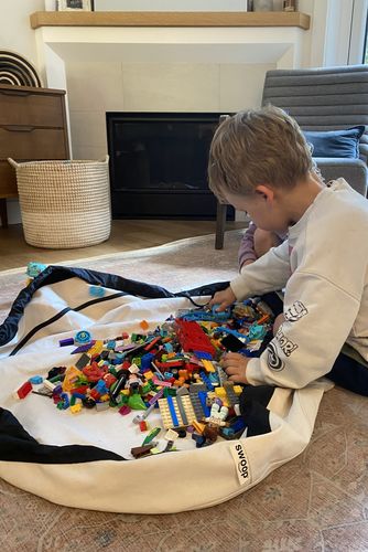 Customer photo review of Large Toy Storage Bag - Cream/Black (Canvas)