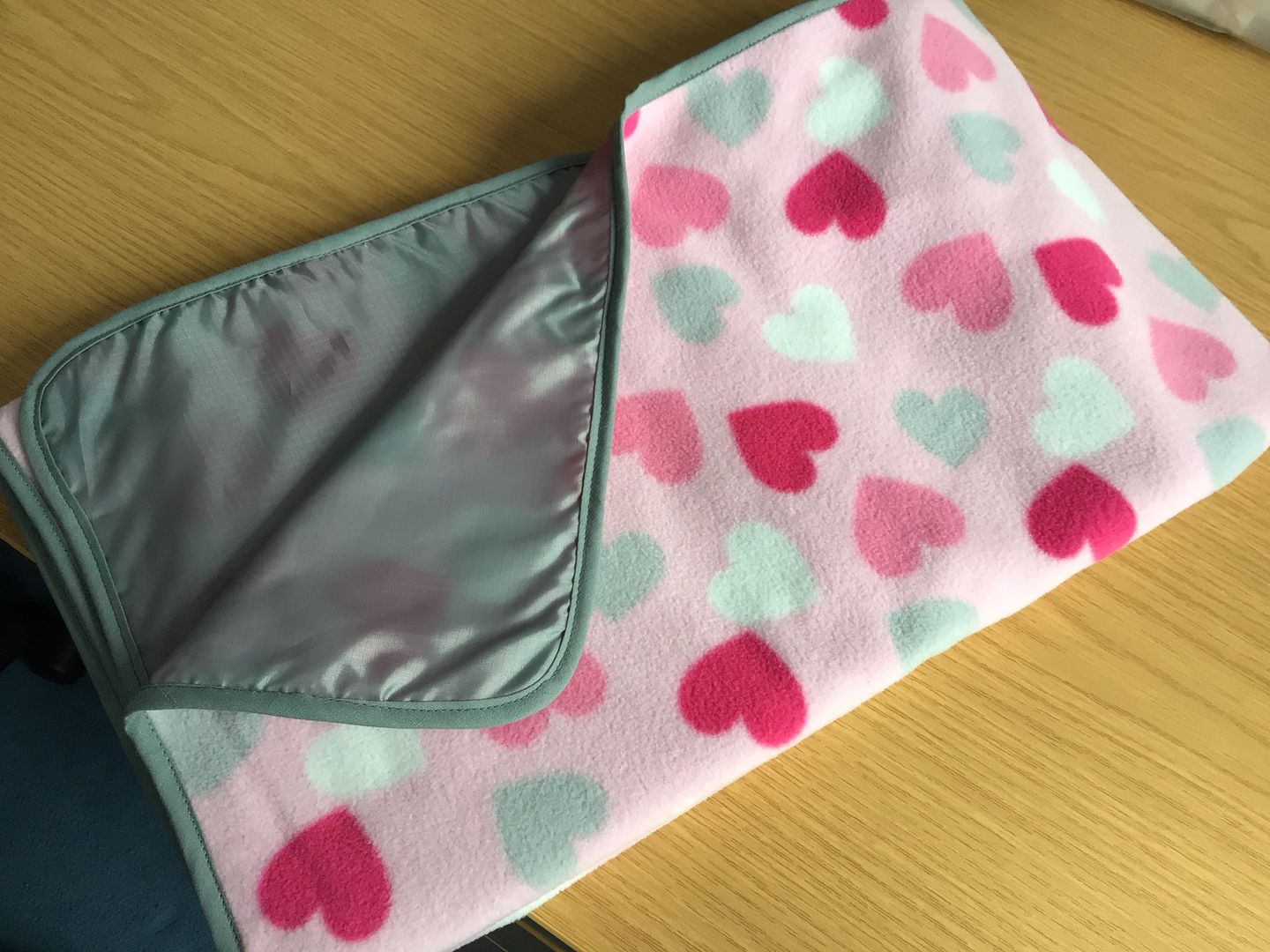 Customer photo review of Hearts on Baby Pink Anti Pill Polar Fleece Fabric