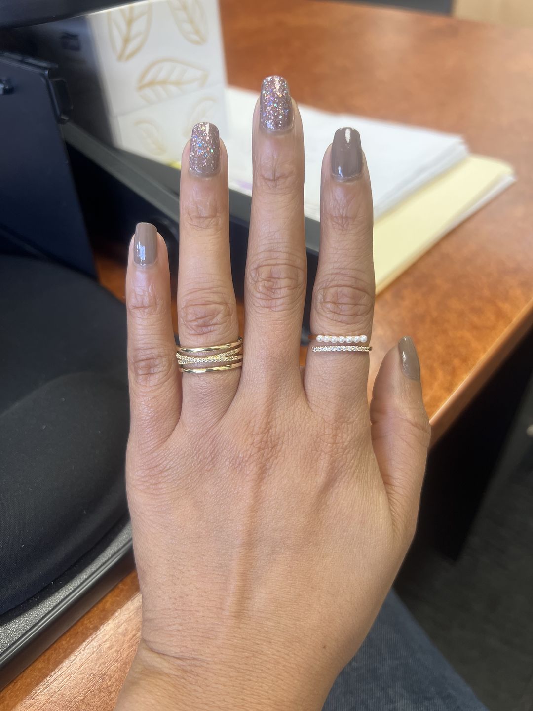 Customer photo review of “Wrap Me” Pearl & Crystal Ring