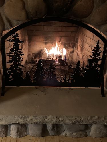 Customer photo review of Custom Steel Arch Free Standing Fireplace Screen - Carolina