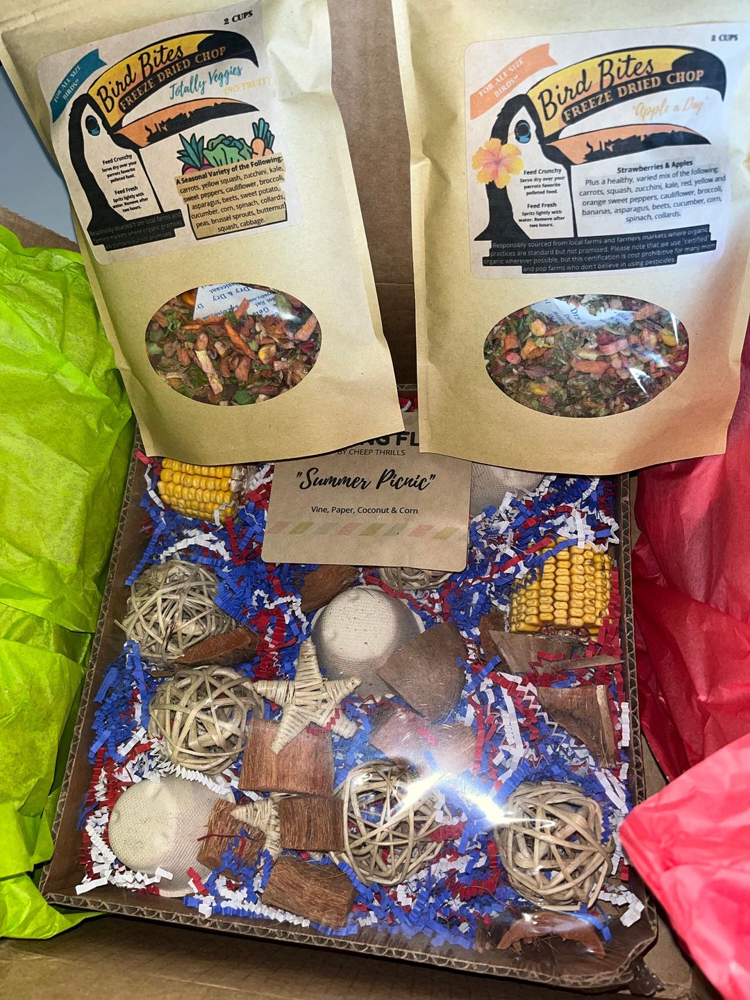 Customer photo review of Bird Bites Freeze Dried Chop - Totally Veggies - No Fruit