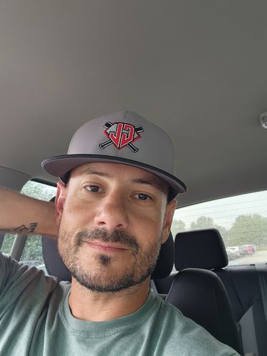 Customer photo review of Flat Bill Seven-Panel Leather Patch Hat - Richardson 168